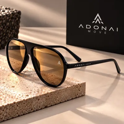 Óculos Aviador Adonai - Preto Amarelo