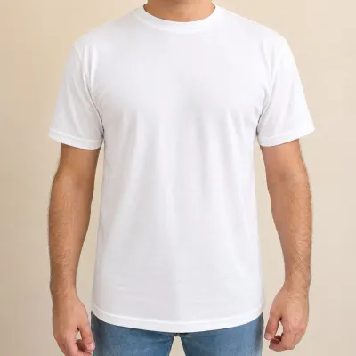 Camiseta branca básica 100% algodão (slim)