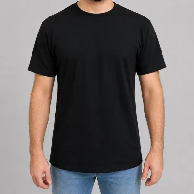 Camiseta preta 100% algodão (slim)