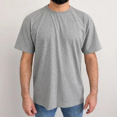 Camiseta cinza mescla 100% algodão (slim)