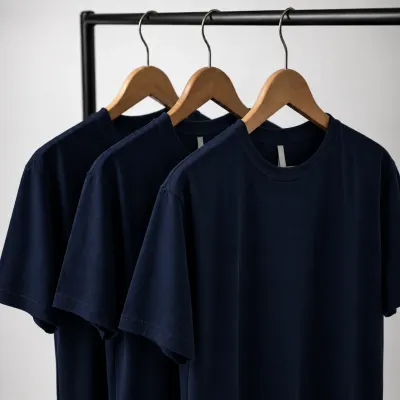 Kit 3 camisetas azul marinho 100% algodão