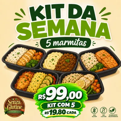 Combo – 5 Marmitas Sem Glúten e Sem Leite