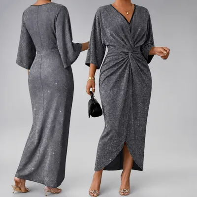 Vestido Longo com Alças Lurex