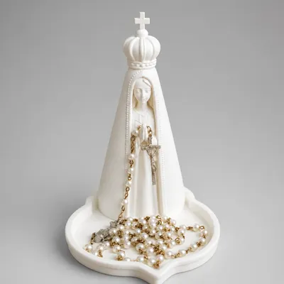 Porta-Terço de Mesa Nossa Senhora Aparecida em Manto Branco