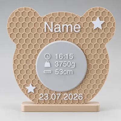 Enfeite de Nascimento Bebê Urso Personalizado - COM DADOS DO BEBÊ