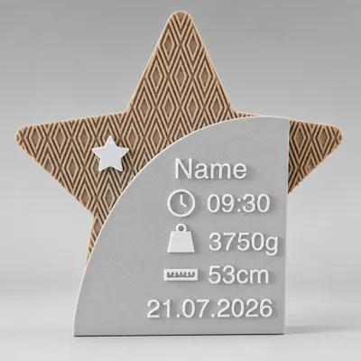 Enfeite de Nascimento Bebê Estrela Personalizado - COM DADOS DO BEBÊ