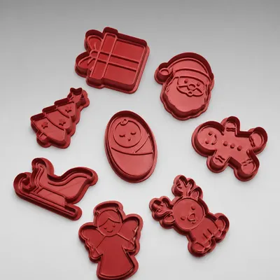 Kit 8 Cortadores Grandes de Biscoito Natal – Moldes e Carimbos Confeitaria
