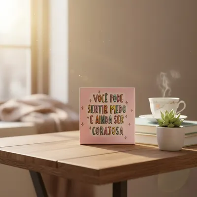 Azulejo 10x10 cm decorativo Você Pode Ser Corajosa