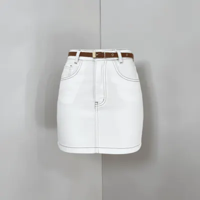 Saia jeans off/ com cinto 