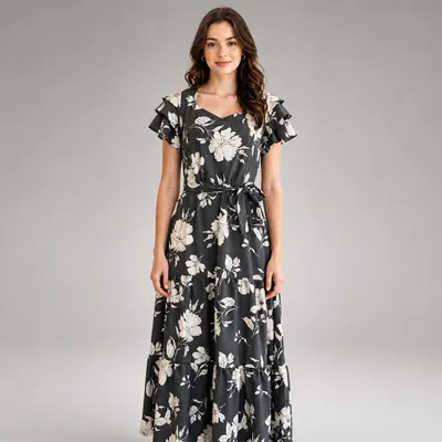 Vestido Floral Longo Romântico