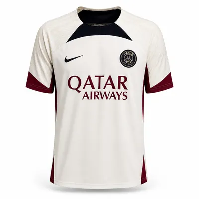 camiseta Nike Paris Saint-Germain Strike 2023-2024 na cor beje e vinho
