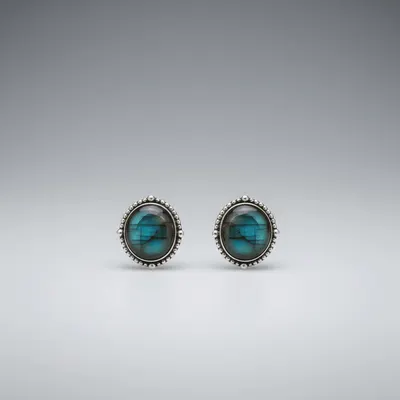 Brinco super luxo indiano com pedra natural Labradorita 