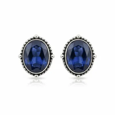 Brinco indiano maciço pedra natural sodalita 17mm super luxo