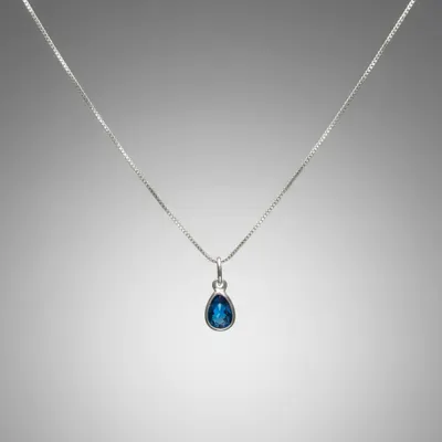 Colar gota zircônia azul escuro 6.5mm 45 cm prata 925