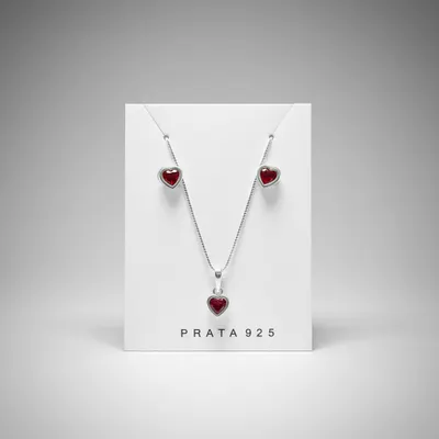 Conjunto coração vermelho 