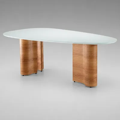 Mesa de Jantar Mônica com Vidro Branco