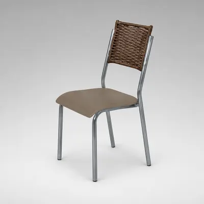 Conjunto 4 Cadeiras Dalia em Aço Cromado e Junco