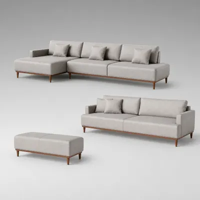 Sofá Curvo Allure 2,95m - Design Escultural com Acabamento Premium em Couro
