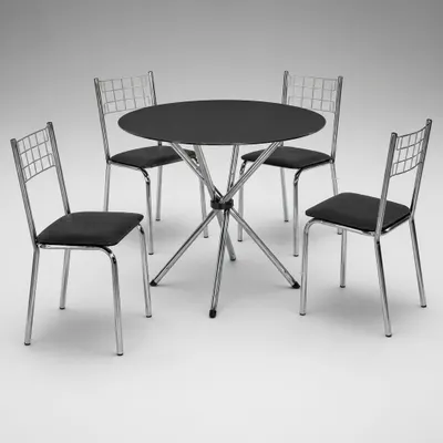 Conjunto de Jantar Liz e Dover - Mesa Redonda 90cm + 4 Cadeiras