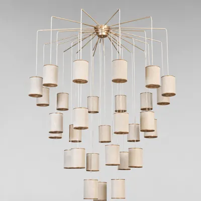 LUSTRE APOLLO 30 LAMPADAS CASTANHO TELA SINTETICA