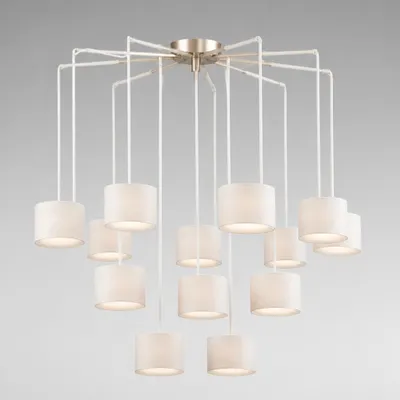 LUSTRE APOLLO 18 LAMPADAS CASTANHO TELA SINTETICA
