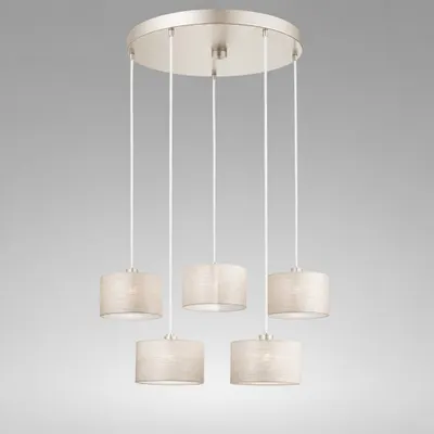 LUSTRE APOLLO 9 LAMPADAS CASTANHO TELA SINTETICA