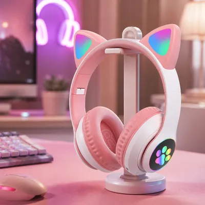 Headset Kapbom KA-980 RGB Light Orelha de Gato 