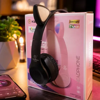 Headset Kapbom KA-920 RGB Orelha de gato 