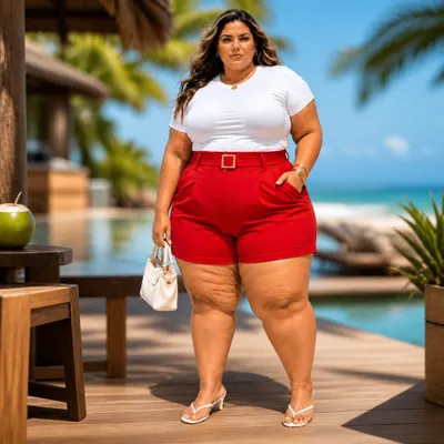 Shorts Vermelhos Plus Size