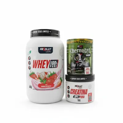 Whey 100% Conc. 900g + Creatina 150g + Chernobyl Insane 300g