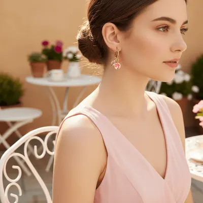 BRINCO BARBIE ARGOLINHA C/ CRISTAL ROSA