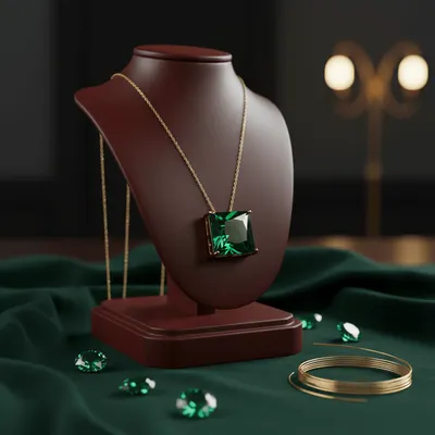 Colar Pingente Quadrado Verde