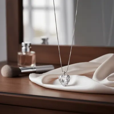 Colar Coração Pedra Zircônia Ródio Branco