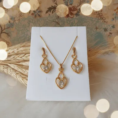  CONJUNTO CORAÇÃO ZIRCONIA VAZADO