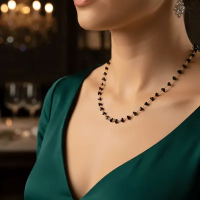 Choker Cascalho Preto Folheado a Ouro 18k com 2 milésimos