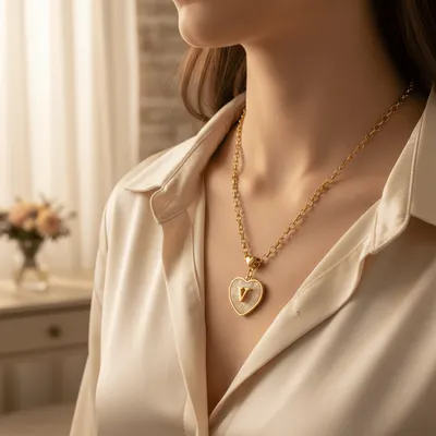 COLAR LETRA MADREPEROLA CORAÇÃO