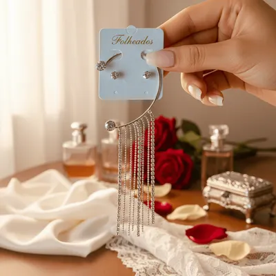 Brinco EarCuff com Strass Prateado