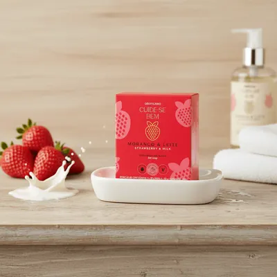 Sabonetes em Barra Cuide-se Bem Morango e Leite 4x80g Cada