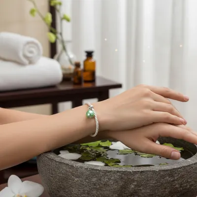 Pulseira Cordão Pingente Verde