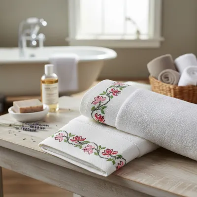 Kit Toalha Bordada Floral