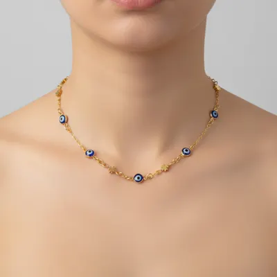 Choker Olho Grego Dourada