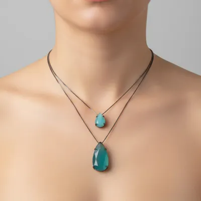 Colar Duplo Gota Turquesa