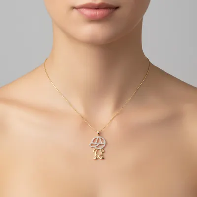 Colar Pingente Filho Brilhante com Zircônias