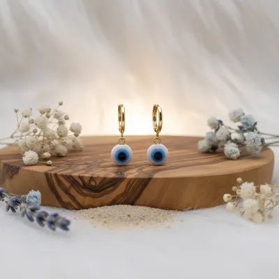 Brinco Argola Olho Grego Azul