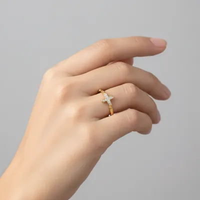 ANEL TERÇO CRUZ ZIRCONIA