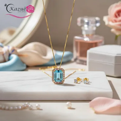 CONJUNTO COLAR E BRINCOS ZIRÔNIA AZUL