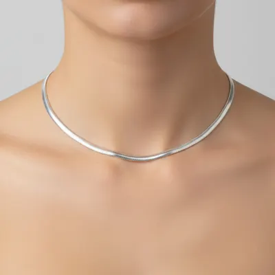 Colar Malha M Folheado a Prata 925