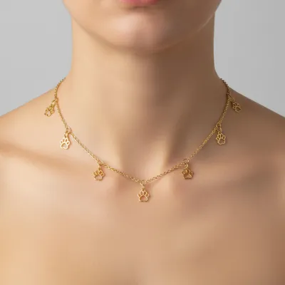 COLAR COM PINGENTES PATINHAS DOURADO