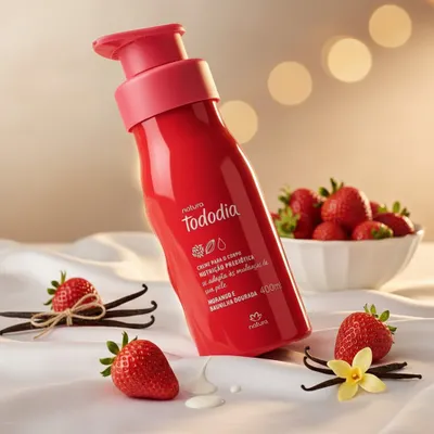 Creme Desodorante Nutritivo para o Corpo Tododia Morango e Baunilha Dourada
