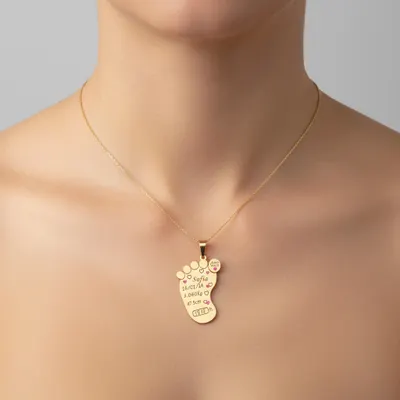 Colar Pingente Pé de Bebê Personalizado